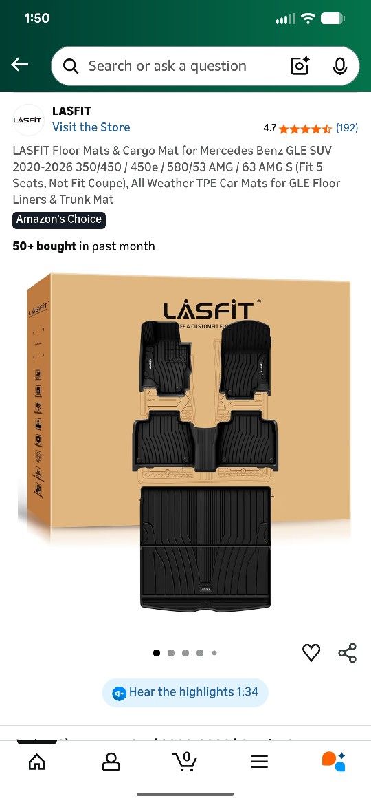 New in The Box All Weather Floor & Cargo Mats Set For 2020-2016 Mercedes