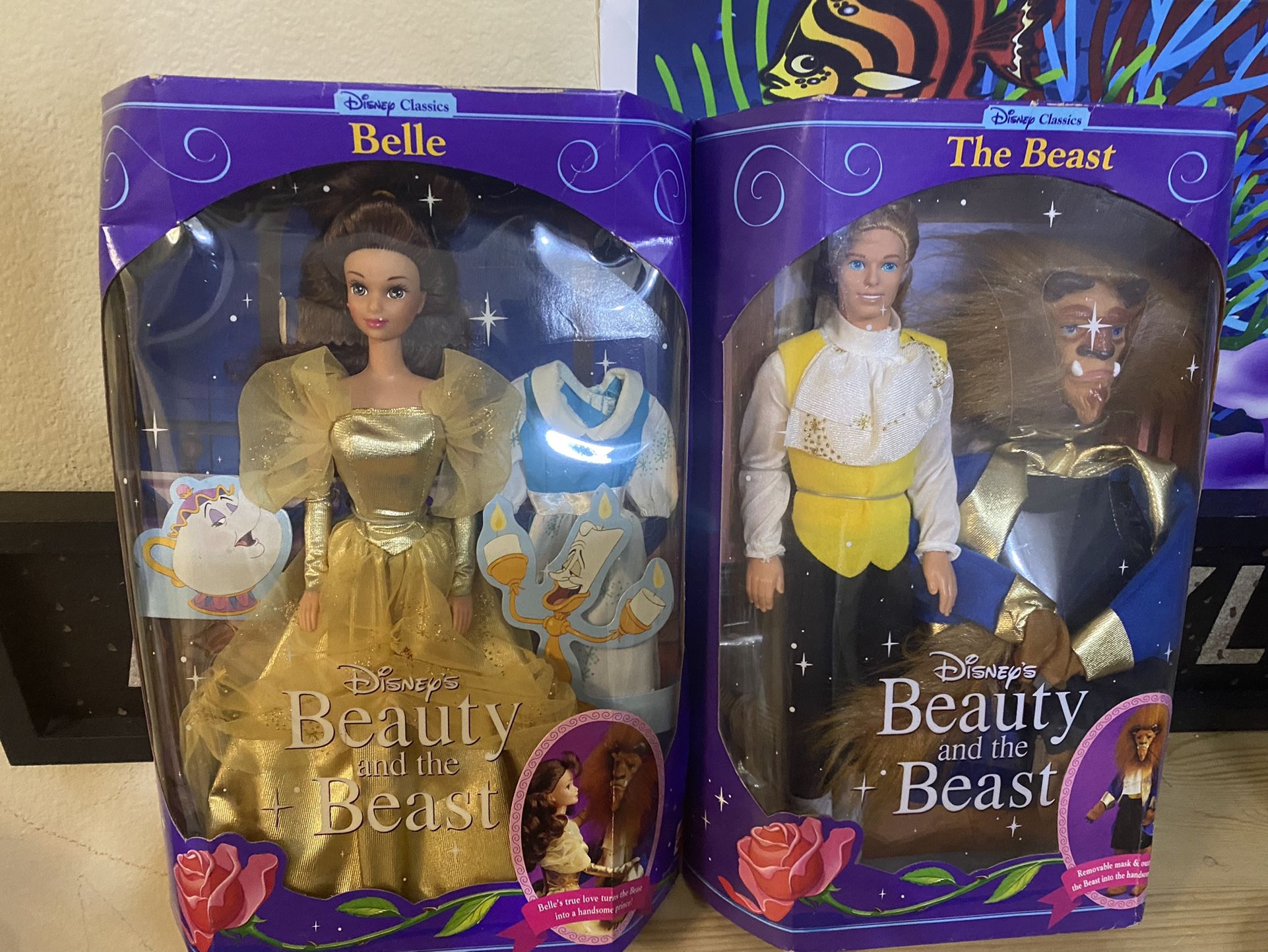 New in the box Vintage Disney Beauty The Beast Dolls Set Of (2