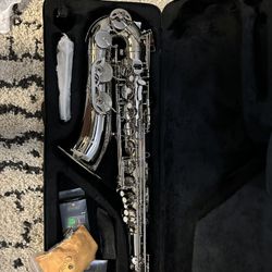 Mendini by Cecilio Tenor Saxophone L+92D B Flat MTS-N Nickel with Case & Tuner