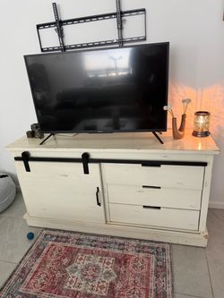 Farmhouse TV Stand with Barn Door