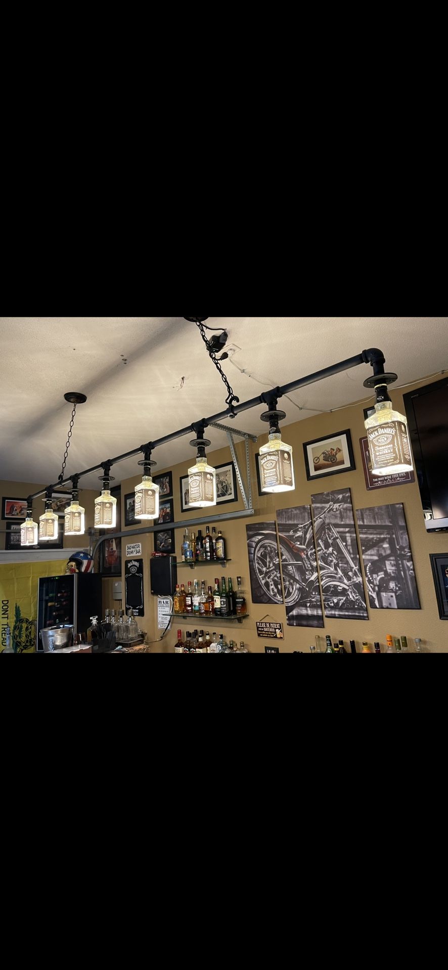 Large Hanging Jack Daniels Bottle, Light Custom Made