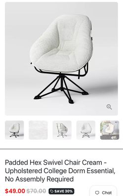 Padded Hex Swivel Chair Cream - Upholstered