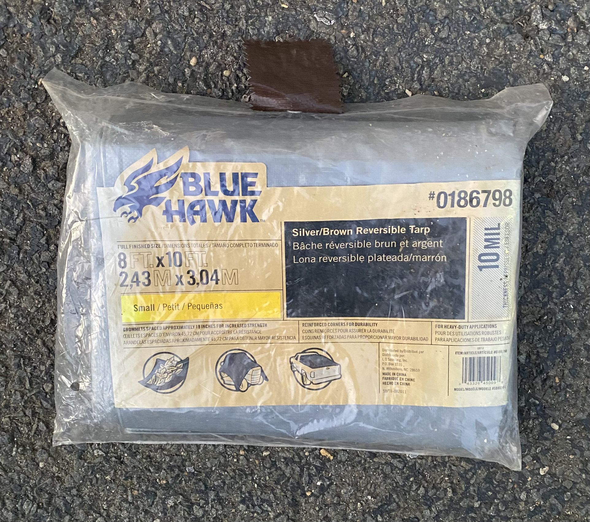 Blue Hawk 8-ft x 10-ft Silver Water Resistant Standard 10-mil Tarp Carpa Lona