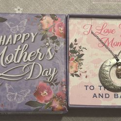 NEW “I LOVE YOU TO THE MOON &BACK MOM” 18” Silver & Rose Plate Adjustable Chain Necklace-Mothers Day