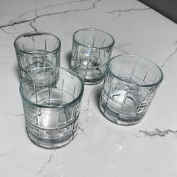 Set of 4 Anchor Hocking Clear Glass Rocks Glasses