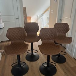 4 Leather Bar Stools
