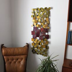 VINTAGE MCM BRUTALIST METAL WALL SCULPTURE 