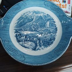 Currier & Ives, Blue By Royal, China Dinner Plate 