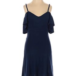 Bershka navy blue Sleeveless Ruffle dress sumer cocktail dress Women's Size L Large