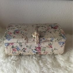 Antique Romantic Paris Boundouir Style Textile Box Roses Baskets With Mirror