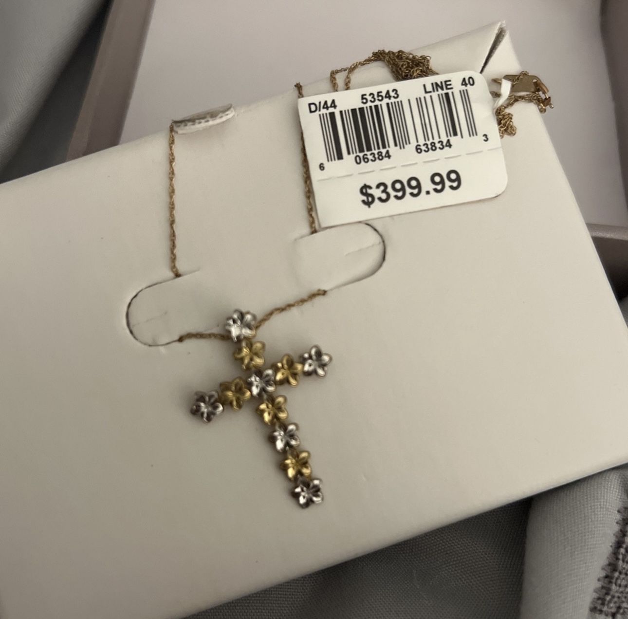 10k Gold Flower Cross 2T Pndt, 18"