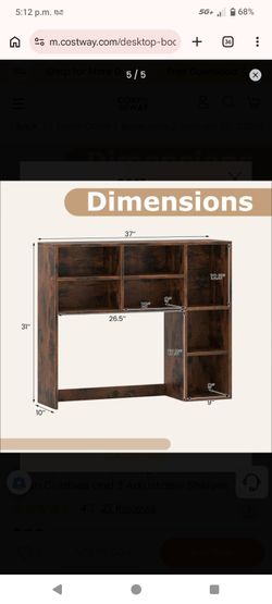 Costway Desktop Bookcase with Open Shelves