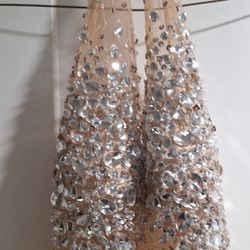 Sequenced  Silver & BPartial Sheer Dress