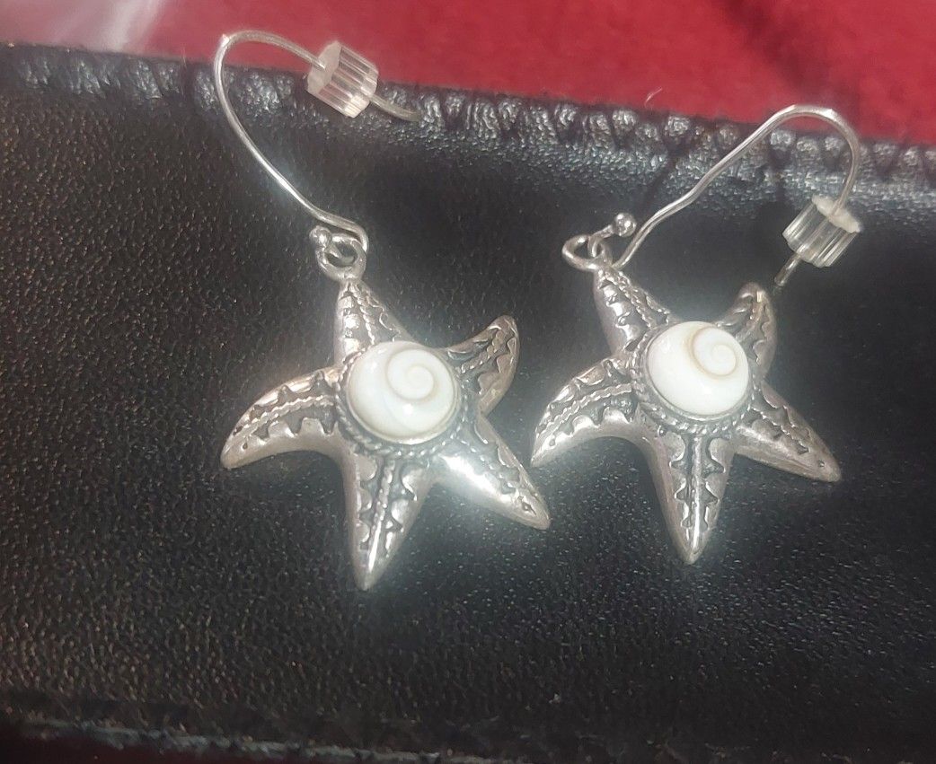 Starfish Pacific Cats Eye Sterling Silver Earrings