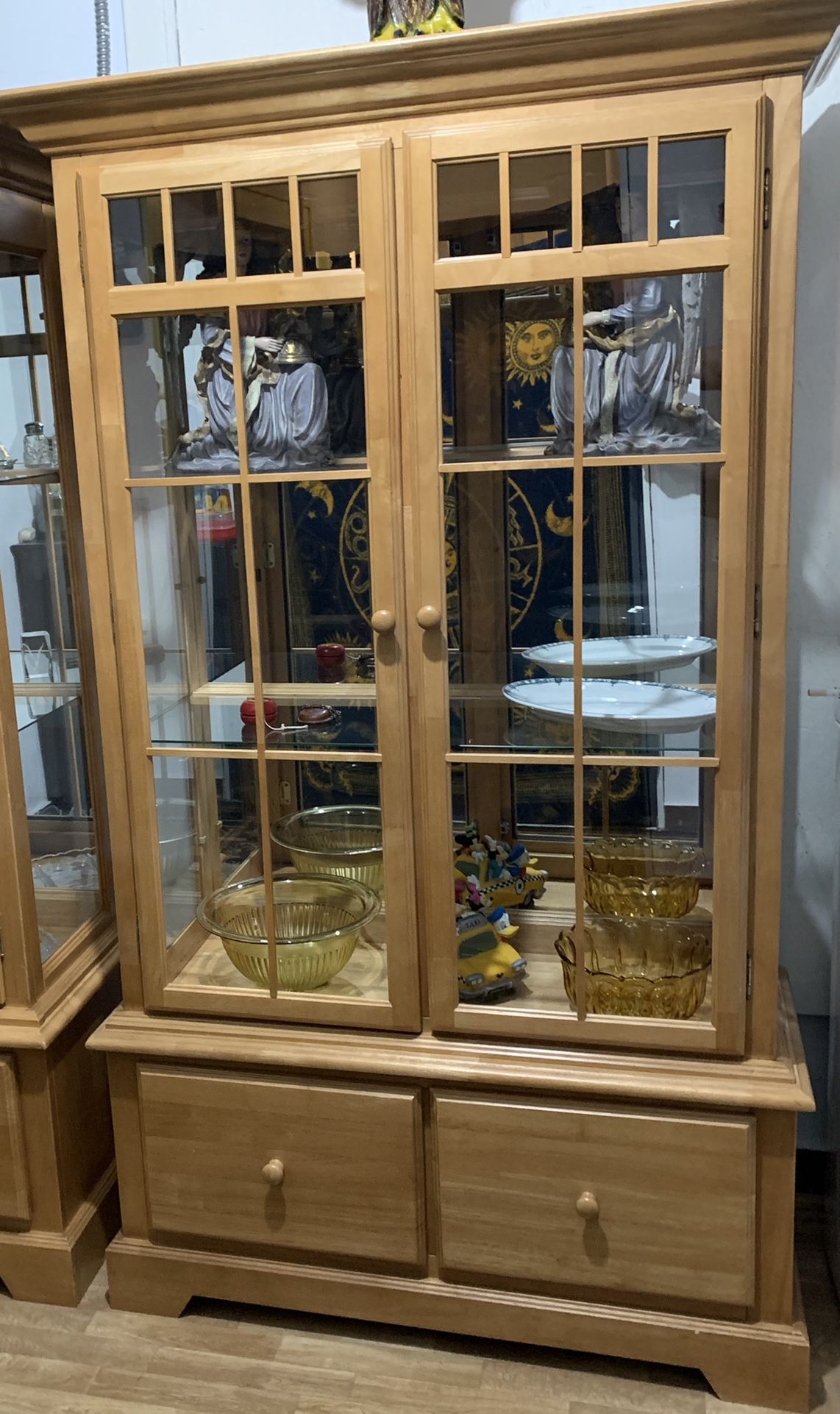 Blonde China Cabinet W/ Drawers