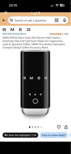 SMEG 50's Retro Style Mini Milk Frother – Glossy Black (MFF02)