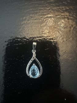 Sapphire And Sterling Silver Pendent