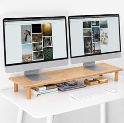 Bamboo Dual Monitor Shelf for 2 Monitors. 