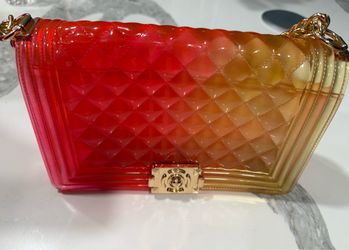 Quilted Jelly Crossbody Bag Ombre Red Gold