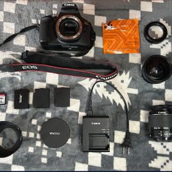 Canon EOS-2000D 24.1MP DSLR Camera - Black ( EF-S 18-55mm Lens) w/ Extra Lenses!