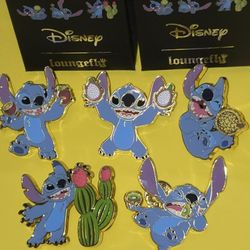 Disney Lilo & Stitch As Stitch Eats Fruity Snack Scented Enamel Metal Pin Combo Set 