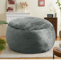 Bean Bag Chair Cover (Not A Full Bean Bag), Large Round Soft Fluffy Ultra-Fine Fiber Velvet 

