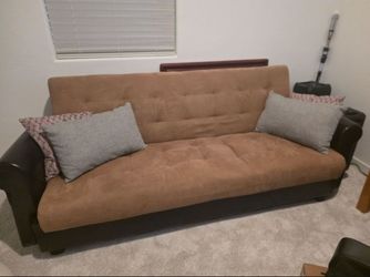 Futon Sofa Bed with Tufted Cushion