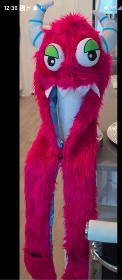 Pink Fuzzy Monster Hood Scarf