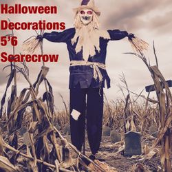 Halloween Animatronics Scarecrow Decoration, 67'' Standing Scarecrow Prop with Motion & Light & Sound (Sound Activated), Scary Animated Decor for Yard