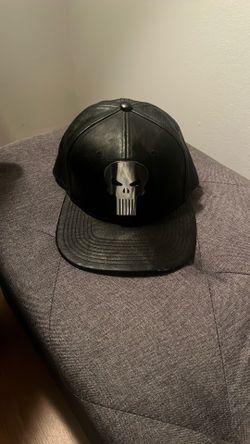 The Punisher Adjustable HAT Original Fit Snapback Chrome Skull Faux Leather