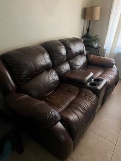 Dark brown Leather sectional