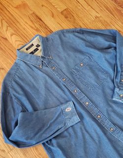 Vtg Bill Blass Blue Denim Button Down Shirt Size: XL