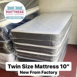 Twin Size Mattress 10” Inches Thick New From Factory Also Available in: Full, Queen, King Same Day Delivery
