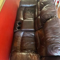 Electric Leather Recliner  Sofa And Matching Chair