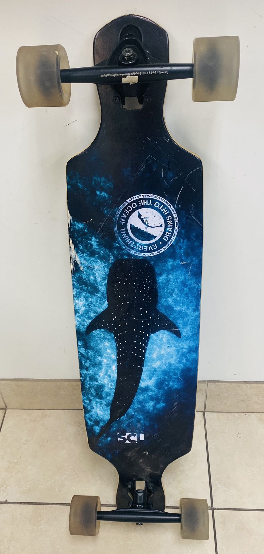 San Clemente Longboards While Shark Drop Through Longboard Complete Skateboard