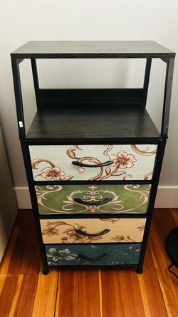 Retro Small Dresser for Bedroom, Tall Nightstand with 4 Drawers