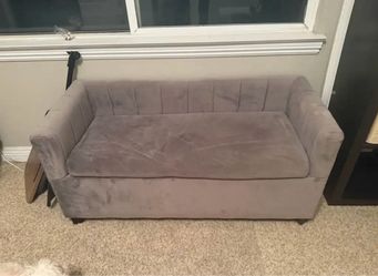 Gray Velvet Loveseat Sofa