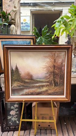 Beautiful scenery Vintage oil on canvas signed