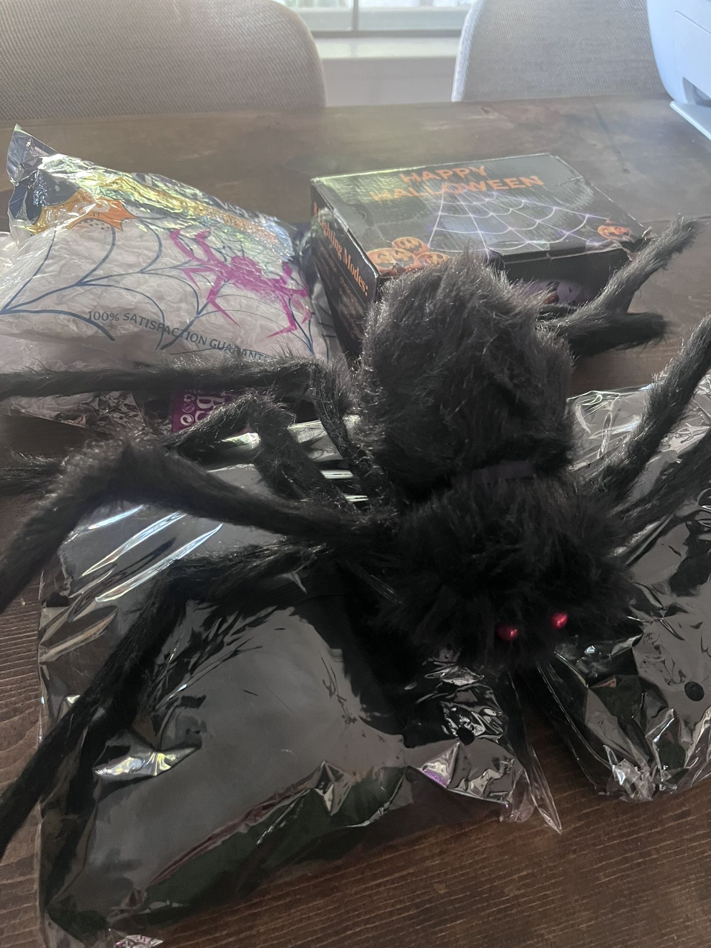 Halloween Light Up Webbing And Spiders 