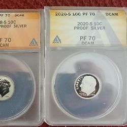 (3) SILVER PR70 ROSSEVELT DIME LOT