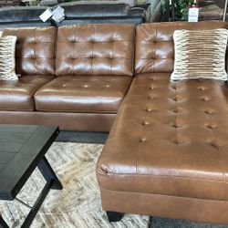 Baskove Real Leather Modern Sectional Sofa with Chaise /P