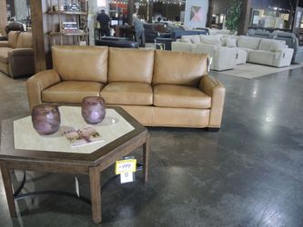Hancock and Moore Camel Leather Track Arm Sofa - Boulder Collection, Nailhead Trim
