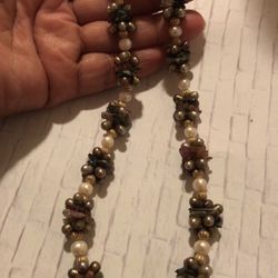 Akoya pearl , fresh water pearls,Turmaline chips necklace