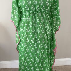 Green Floral Kaftan Dress, size S-M
