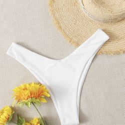 SHEIN swim basics white high leg bikini panty SIZE MEDIUM