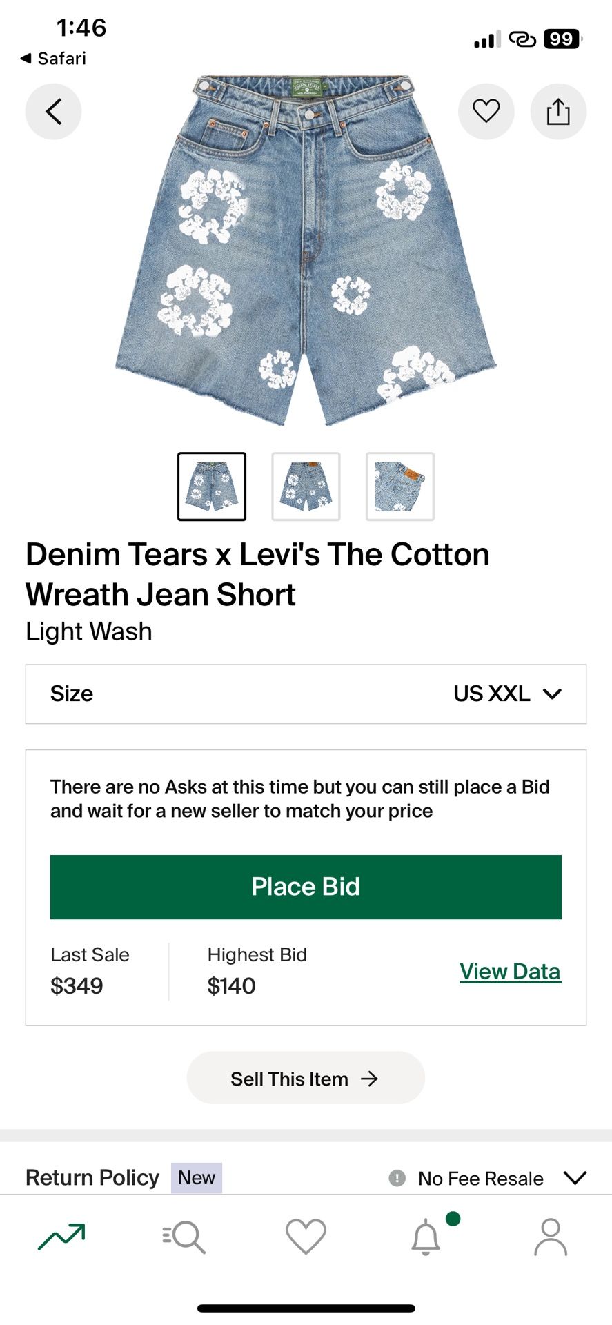 Denim Tear x Levi’s The Cotton Wreath Jean Shorts