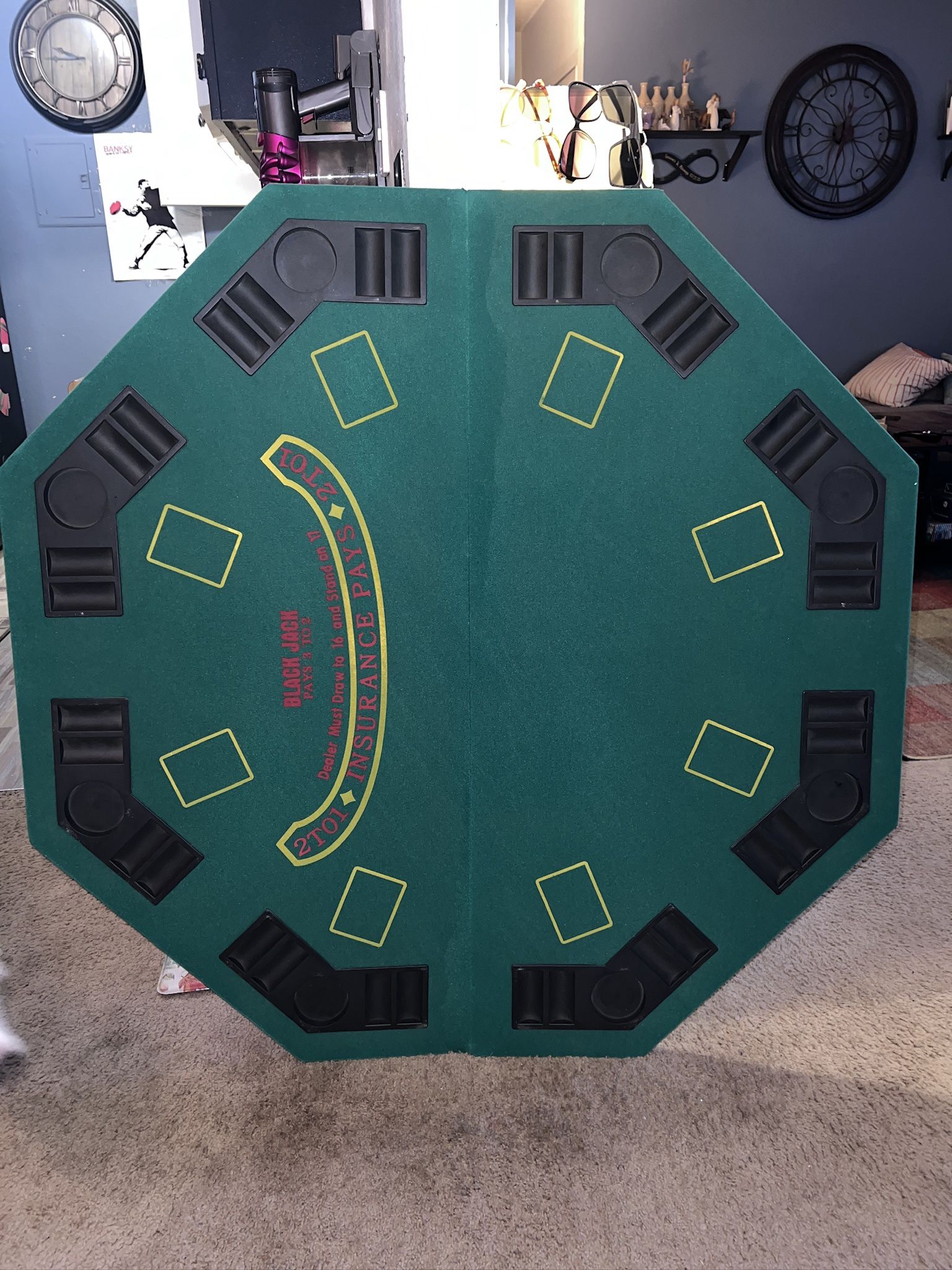 Foldable blackjack and poker table top