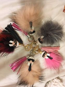 Your choice of ONE! Fendi fur Karl keychain