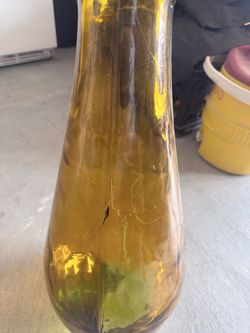 Vintage Amber Flower Vase, Light Gold