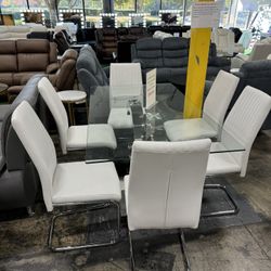 Modern Dining Table with 6 Chairs / Mesa de comedor moderna con 6 sillas